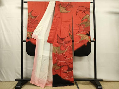 平和屋着物■豪華振袖　駒刺繍　群鶴文　暈し染め　金彩　正絹　逸品　DABJ2635ya