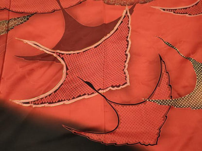 平和屋着物■豪華振袖　駒刺繍　群鶴文　暈し染め　金彩　正絹　逸品　DABJ2635ya