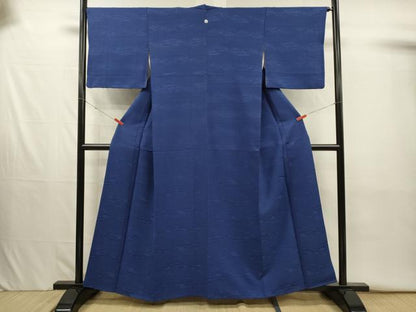 平和屋着物■上質な色無地　霞地紋　深縹色　正絹　逸品　DABJ2636ya