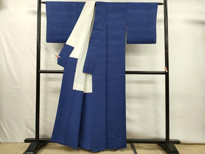 平和屋着物■上質な色無地　霞地紋　深縹色　正絹　逸品　DABJ2636ya