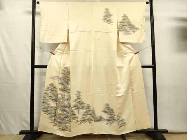 平和屋着物■訪問着　手描き　風景文　暈し染め　正絹　逸品　DABJ2642ya