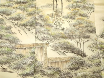 平和屋着物■訪問着　手描き　風景文　暈し染め　正絹　逸品　DABJ2642ya