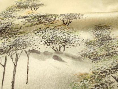 平和屋着物■訪問着　手描き　風景文　暈し染め　正絹　逸品　DABJ2642ya