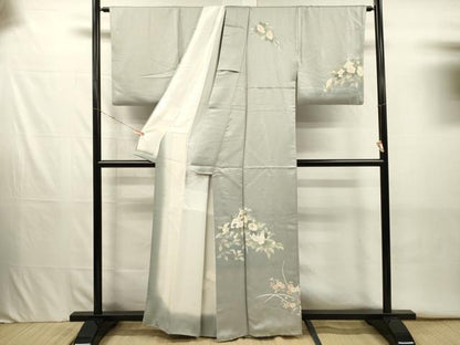 平和屋着物■訪問着　刺繍　草花文　暈し染め　金銀彩　正絹　逸品　DABJ2644ya