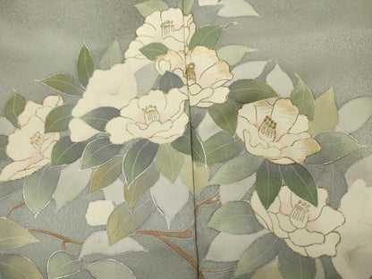 平和屋着物■訪問着　刺繍　草花文　暈し染め　金銀彩　正絹　逸品　DABJ2644ya