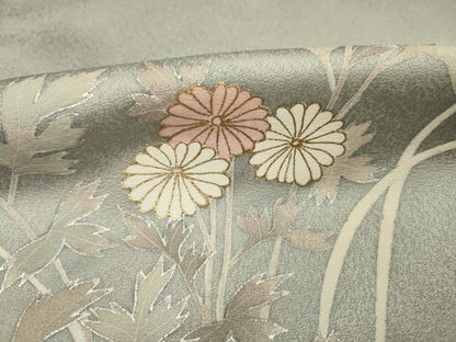 平和屋着物■訪問着　刺繍　草花文　暈し染め　金銀彩　正絹　逸品　DABJ2644ya