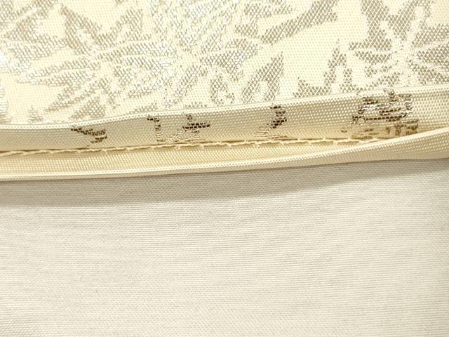 平和屋着物◎西陣　服部織物謹製　六通柄袋帯　風景花松文　こはく錦　手工芸　銀糸　正絹　逸品　DABJ2666ya