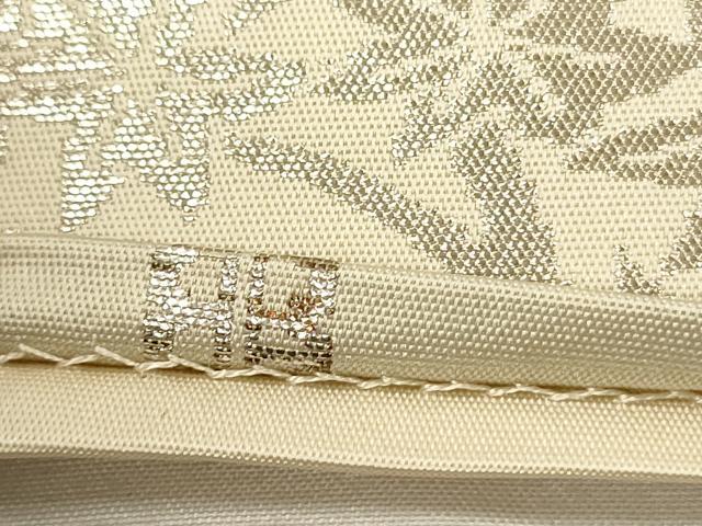 平和屋着物◎西陣　服部織物謹製　六通柄袋帯　風景花松文　こはく錦　手工芸　銀糸　正絹　逸品　DABJ2666ya