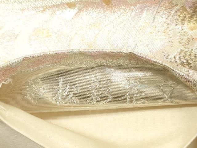 平和屋着物◎六通柄袋帯　唐織　寿松彩花文　金銀糸　正絹　逸品　DABJ2679ya