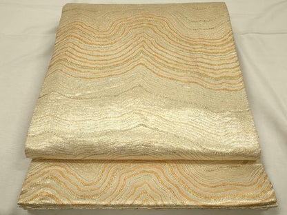 平和屋着物◎佐賀錦　六通柄袋帯　よろけ縞　金糸　正絹　逸品　DABJ2696ya