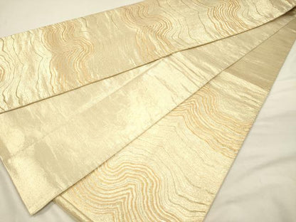 平和屋着物◎佐賀錦　六通柄袋帯　よろけ縞　金糸　正絹　逸品　DABJ2696ya