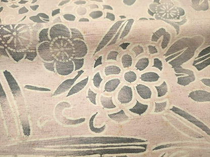 平和屋着物■上質な小紋　紬地　花唐草文　正絹　逸品　DABJ2703ya