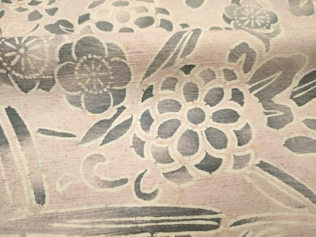 平和屋着物■上質な小紋　紬地　花唐草文　正絹　逸品　DABJ2703ya