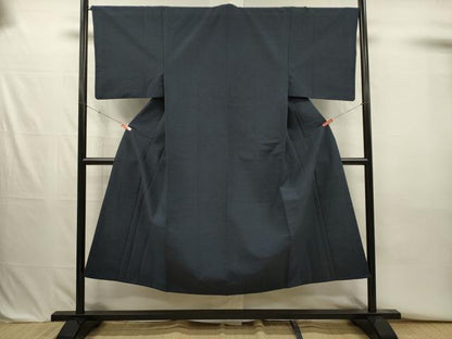平和屋着物■男性　紬　鉄御納戸色　正絹　逸品　DABJ2706ya
