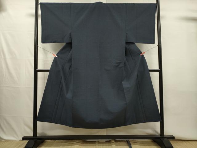 平和屋着物■男性　紬　鉄御納戸色　正絹　逸品　DABJ2706ya