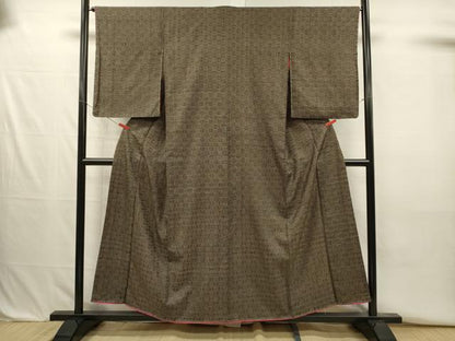 平和屋着物■上質な紬　幾何学文　正絹　逸品　DABJ2708ya