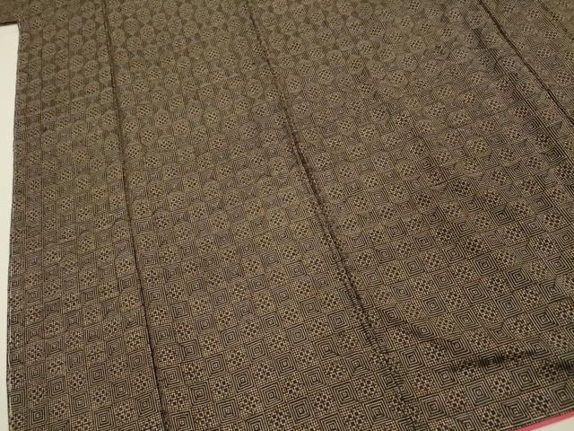 平和屋着物■上質な紬　幾何学文　正絹　逸品　DABJ2708ya
