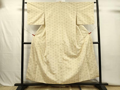 平和屋着物■上質な紬　麻の葉文様　正絹　逸品　DABJ2709ya
