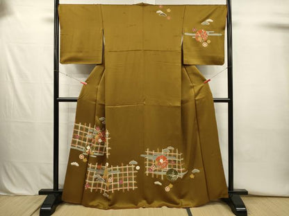 平和屋着物■訪問着　雪輪花松文　金彩　正絹　逸品　DABJ2716ya