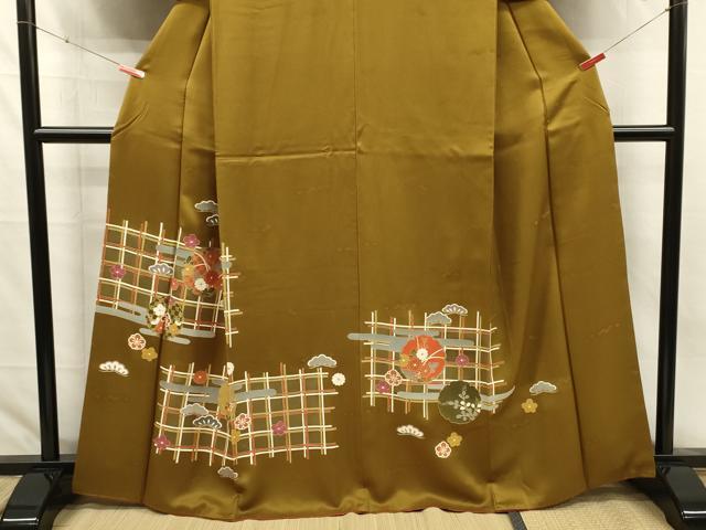 平和屋着物■訪問着　雪輪花松文　金彩　正絹　逸品　DABJ2716ya