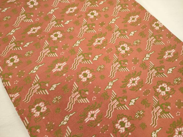 平和屋着物◎九寸開き名古屋帯　花鳥文　正絹　逸品　DABJ2721ya