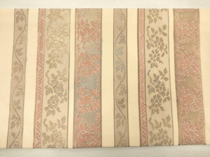 平和屋着物◎九寸名古屋帯　横段花文　金糸　正絹　逸品　DABJ2722ya