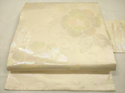 平和屋着物◎九寸名古屋帯　牡丹唐草文　正絹　逸品　DABJ2725ya