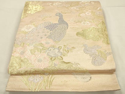 平和屋着物◎六通柄袋帯　唐織　花鳥画園　九百錦　金銀糸　正絹　逸品　DABJ2733ya