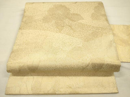 平和屋着物◎全通柄九寸名古屋帯　草花文　金彩　正絹　逸品　DABJ2739ya