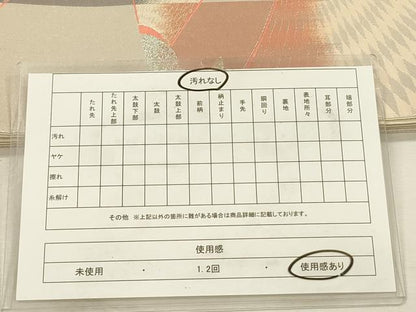 平和屋着物◎六通柄袋帯　孔雀文　銀糸　正絹　逸品　DABJ2740ya