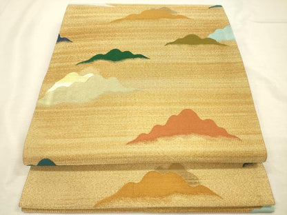 平和屋着物◎全通柄袋帯　風景文　井筒工芸謹製　金糸　正絹　逸品　DABJ2741ya