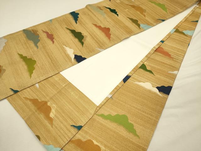 平和屋着物◎全通柄袋帯　風景文　井筒工芸謹製　金糸　正絹　逸品　DABJ2741ya