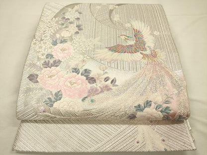 平和屋着物◎佐賀錦　六通柄袋帯　唐織　鳳凰花文　金銀糸　正絹　逸品　DABJ2747ya