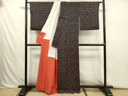 平和屋着物■上質な小紋　総絞り　あられ文　正絹　逸品　DABJ2757ya
