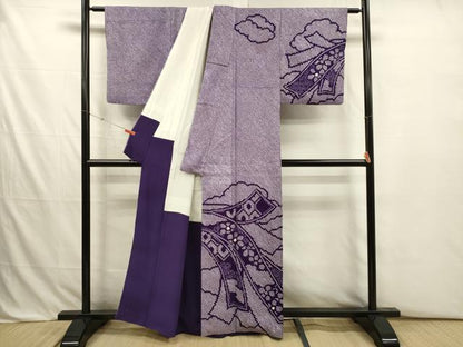 平和屋着物■訪問着　総絞り　花熨斗文　正絹　逸品　DABJ2758ya