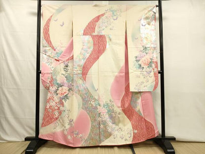 平和屋着物■豪華振袖　草花文　牡丹　金銀彩　正絹　逸品　DABJ2759ya