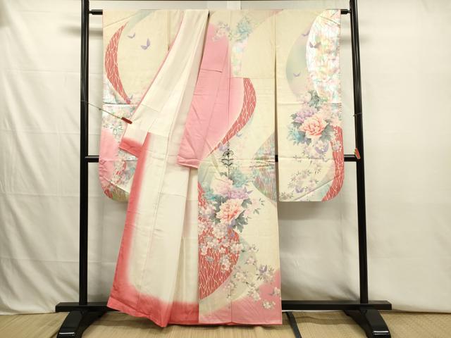 平和屋着物■豪華振袖　草花文　牡丹　金銀彩　正絹　逸品　DABJ2759ya