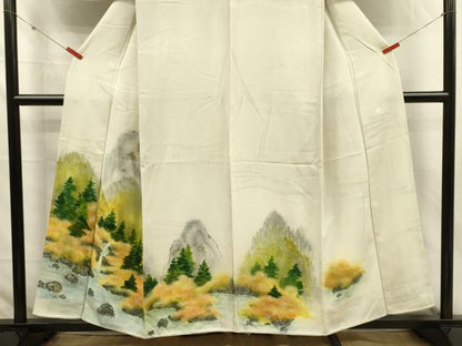 平和屋着物■訪問着　手描き　風景文　暈し染め　正絹　逸品　DABJ2762ya