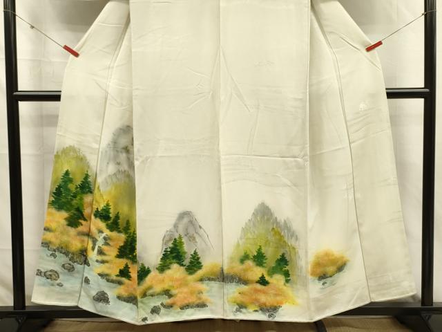平和屋着物■訪問着　手描き　風景文　暈し染め　正絹　逸品　DABJ2762ya