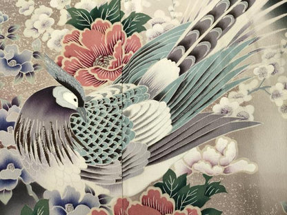 平和屋着物■豪華黒留袖　刺繍　花鳥文　銀糸　正絹　逸品　DABJ2763ya