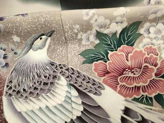 平和屋着物■豪華黒留袖　刺繍　花鳥文　銀糸　正絹　逸品　DABJ2763ya