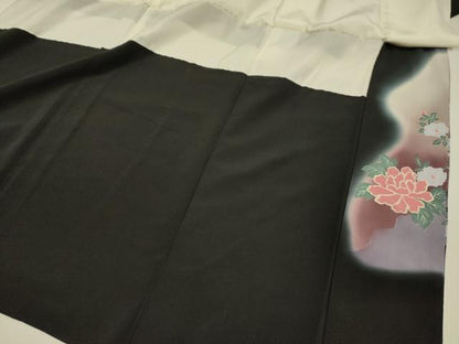 平和屋着物■豪華黒留袖　刺繍　花鳥文　銀糸　正絹　逸品　DABJ2763ya