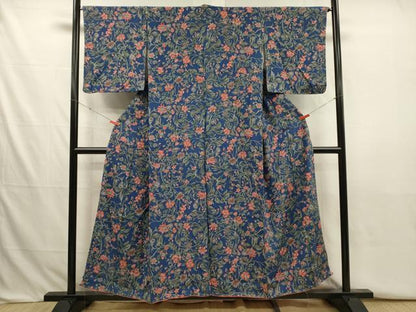 平和屋着物■上質な小紋　更紗花文　正絹　逸品　DABJ2765ya