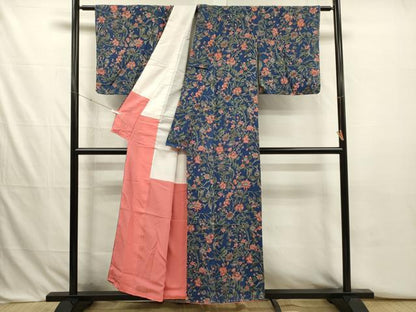 平和屋着物■上質な小紋　更紗花文　正絹　逸品　DABJ2765ya