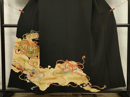 平和屋着物■豪華黒留袖　花文箱文　鳳凰　金彩　正絹　逸品　DABJ2767ya
