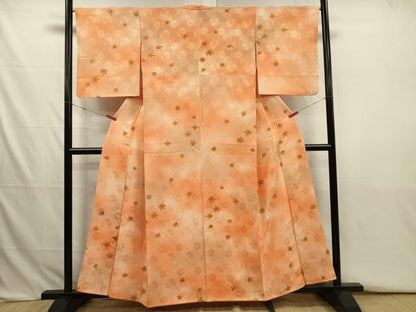 平和屋着物■上質な小紋　舞楓文　菊尽くし地紋　暈し染め　正絹　逸品　DABJ2768ya