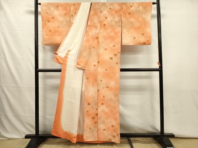 平和屋着物■上質な小紋　舞楓文　菊尽くし地紋　暈し染め　正絹　逸品　DABJ2768ya