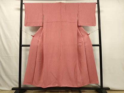 平和屋着物■上質な色無地　花唐草地紋　甚三紅色　正絹　逸品　DABJ2772ya
