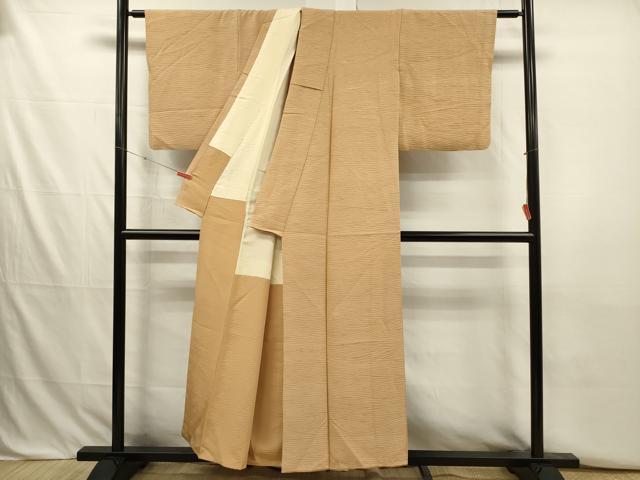 平和屋着物■上質な色無地　抽象地紋　伽羅色　正絹　逸品　DABJ2773ya