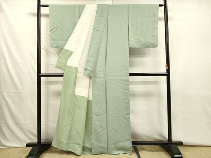平和屋着物■上質な色無地　作家物　霞地紋　薄青色　正絹　逸品　DABJ2775ya